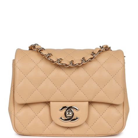 Chanel Mini Classic Square Flap Beige Lambskin 